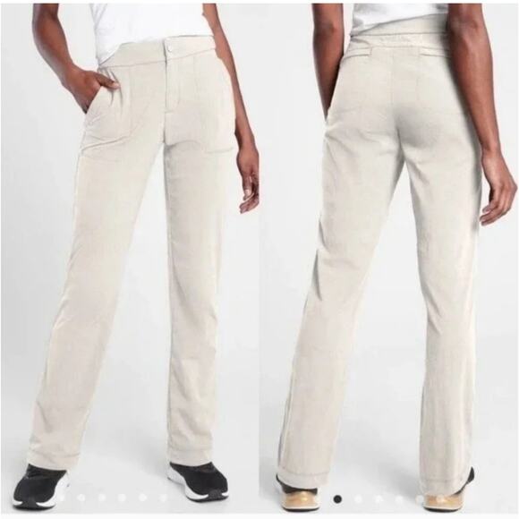 Athleta Pants Womens 2 Cream Birch Grey Trekkie Hike Nylon Ripstop Outdoor Sport - Picture 1 of 13